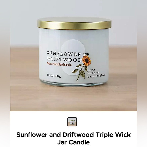 Kirklands Accents Sunflower Driftwood 3 Wick Candle New Poshmark